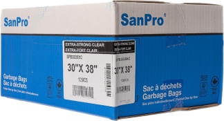 SanPro® Clear Polyethylene Garbage Bags 30''x38'' X-Strong CS/125.